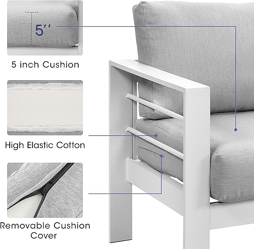 Miniatura 3 de Wisteria Lane Juego de muebles de patio de aluminio para exteriores muebles de patio de metal juegos de conversación con mesa de comedor y 2