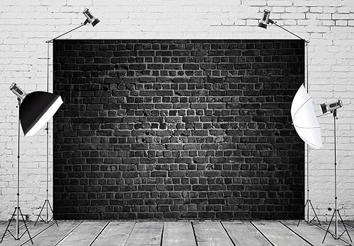 Miniatura 2 de BELECO Telón de fondo de pared de ladrillo negro de tela de 7 x 5 pies, fondo de pared negro de ladrillo negro, decoración de fiesta temática de
