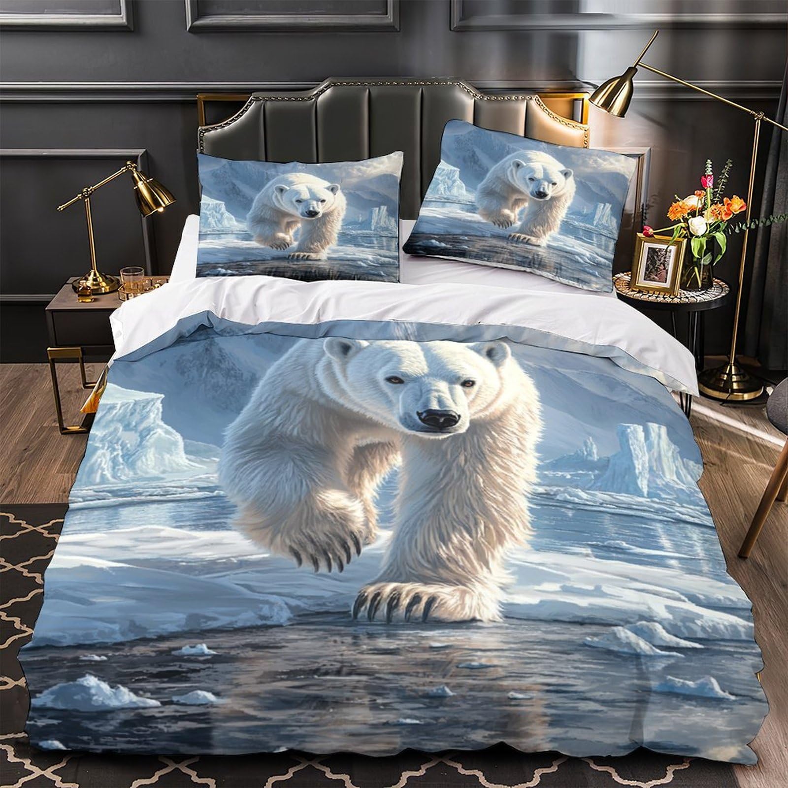 Housse de couette microfibre hypoallergénique 140x200 imprimé animal 3D avec fermeture éclair