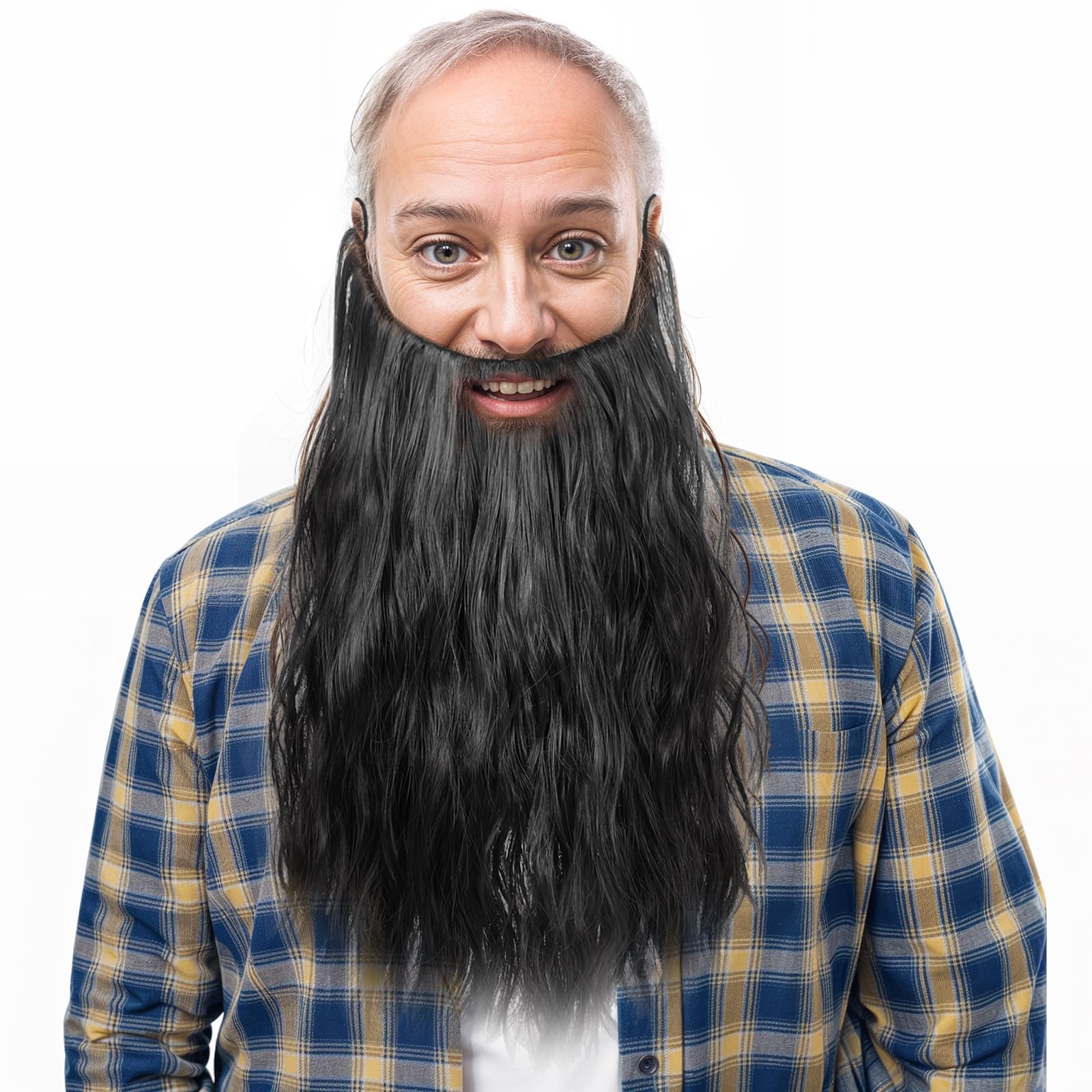 Barba finta, baffi artificiali per costume da Babbo Natale, barba lunga con baffi e baffi da Babbo Natale per Halloween, mascherata, Natale