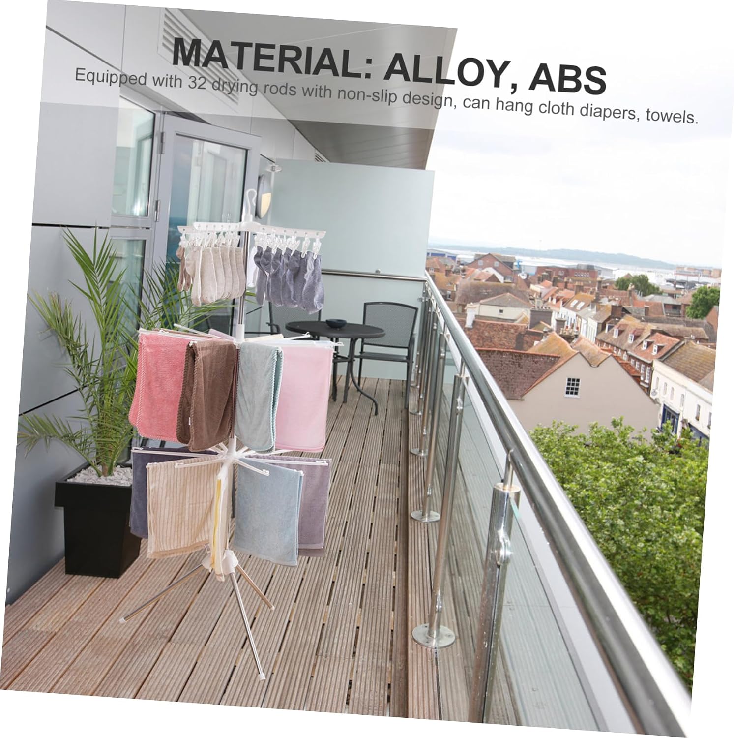 IMIKEYA Folding Laundry Drying Rack with Non-Slip Rods Compact Air Drying Stand for Clothes Towels and Diapers Versatile Indoor Outdoor Use Easy to Install and Windproof