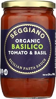 Seggiano Organic Basilico Pasta Sauce, 24oz - Gluten-Free Vegan Tomato Sauce, Non-GMO Certified