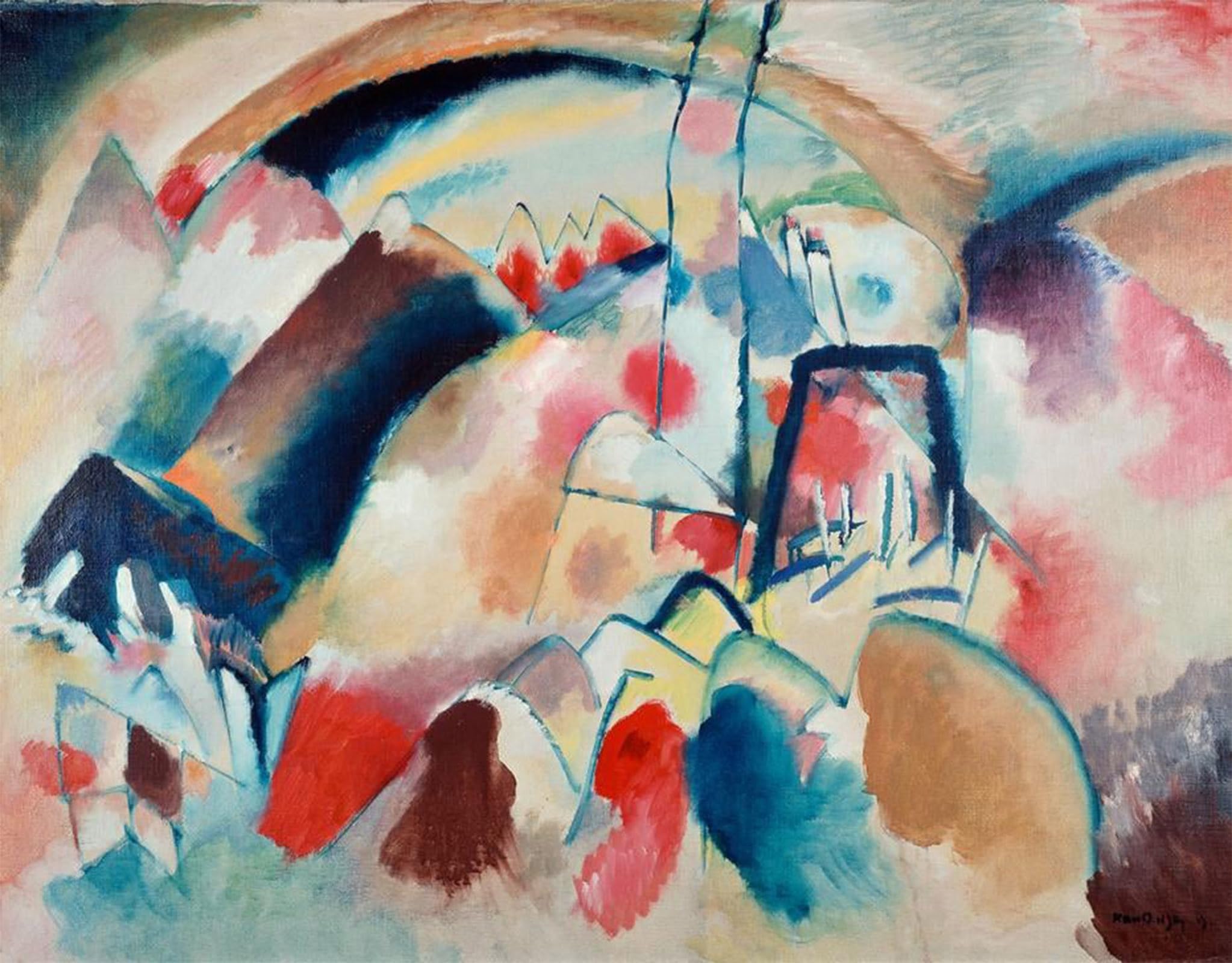 POSTERIIk Vintage Classic Picture Landscape Artwork Landscape with church by Wassily kandinsky Portrait Canvas Painting for Office Home Decor 60x90cm