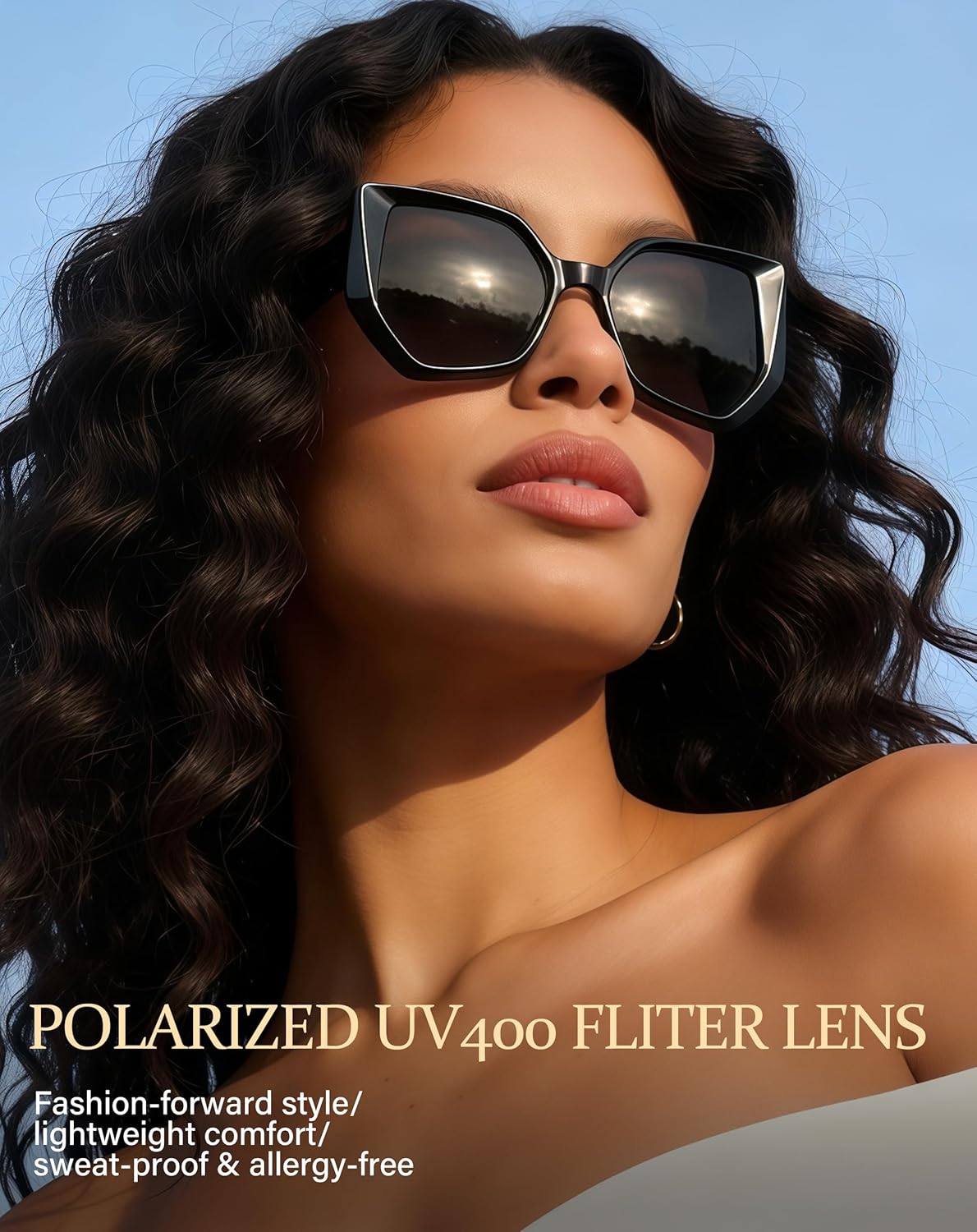 Joopin Hexagon Oversized Sunglasses Womens Acetate Sun Glasses Polarized UV Protection Irregular Ladies Shades - Image 2