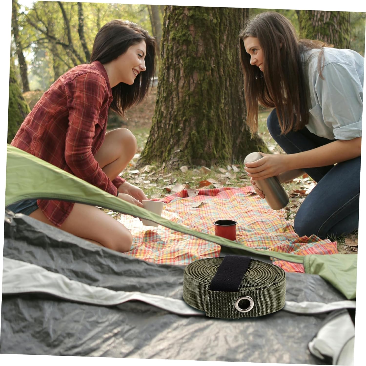 Tent Clothesline Portable Camping Lanyard Multi-Functional Outdoor Clothesline Strong Load-Bearing Capacity for Hanging Clothes While Camping for Tent and Canopy Use