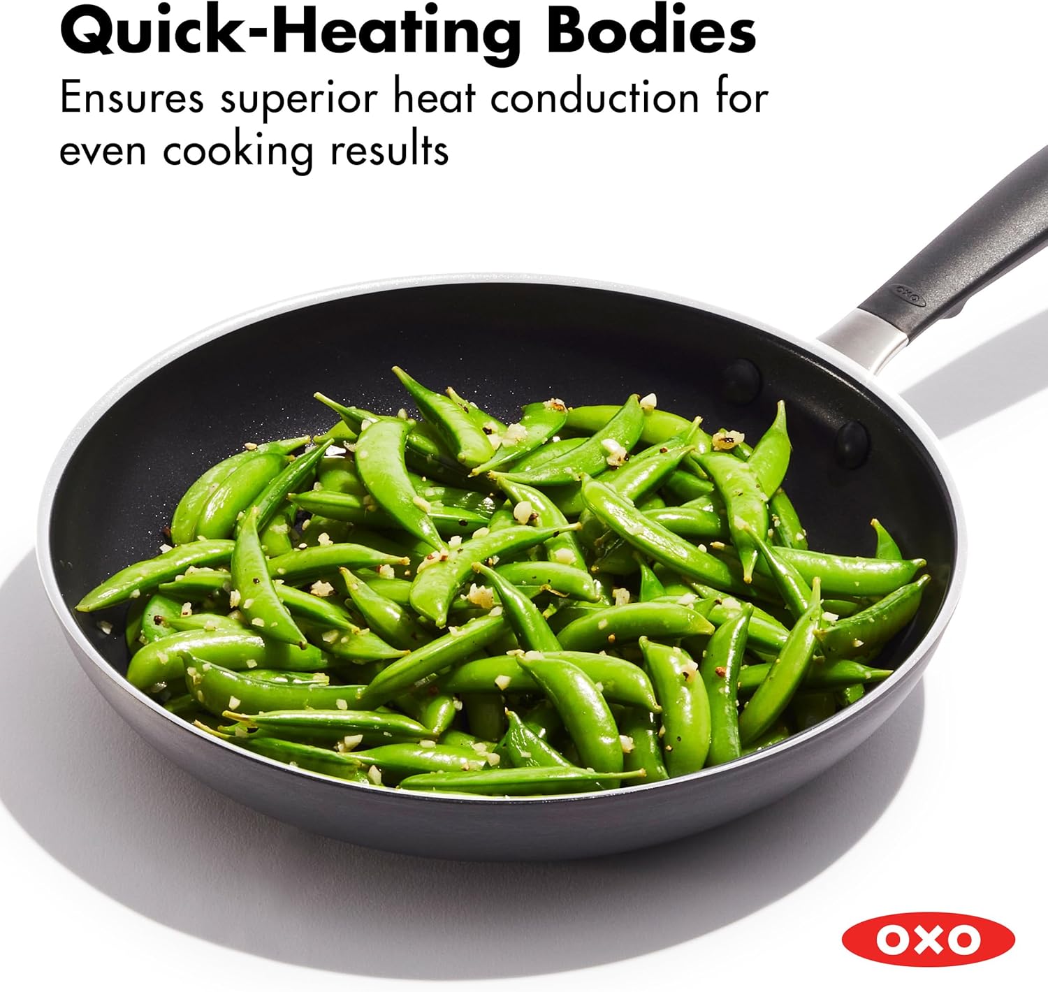 OXO Non-Stick Every Day Frying Pan Set, BPA-Free Comfort Grip Silicone Handles, Dishwasher & Oven Safe, PFAS-Free Ceramic Skillets, Black, 8” & 10”
