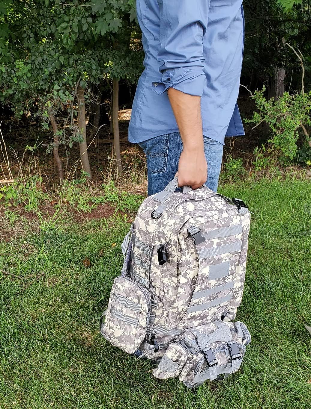 55L Military Tactical Bag for Camping Hiking Trekking Hunting Bug Out Bag Outdoor Backpack (ACU), Large
