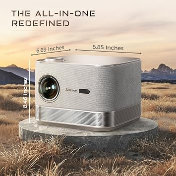 3-in-1 Outdoor Projector 4K Supported, AURZEN BOOM 3 Smart Projector with WiFi and Bluetooth, 3D DoIby Audio & 36W Speakers, Auto Focus & Keystone, Built in NetfIix App 500 ANSI Home proyector, Gold