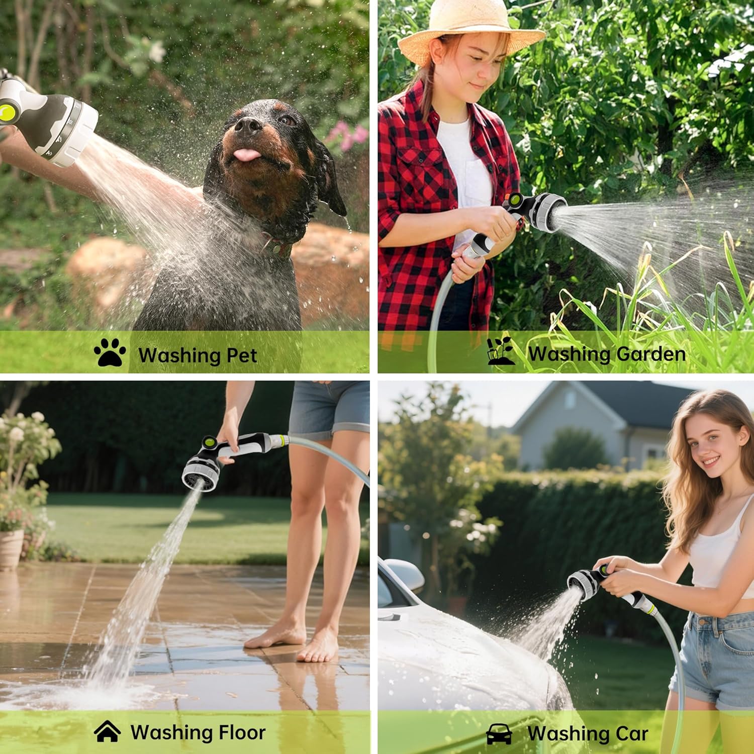 Retractable Garden Hose Reel, 65FT Heavy Duty Hose with 10 Spray Patterns - Leakproof, Durable & Compact Design for Garden Watering, Car Washing, Pet