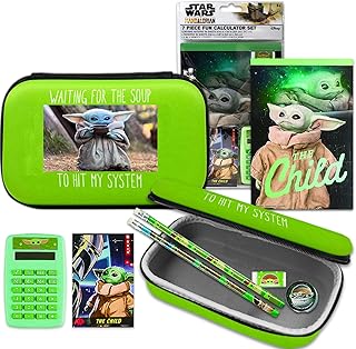 Star Wars Baby Yoda School Supplies Set For Kids, Teens - 8 Pc Baby Yoda Stationery Set with Mandalorian Pencil Case, Star Wars Notebook, Calculator, and More (Star Wars School Set Bundle)