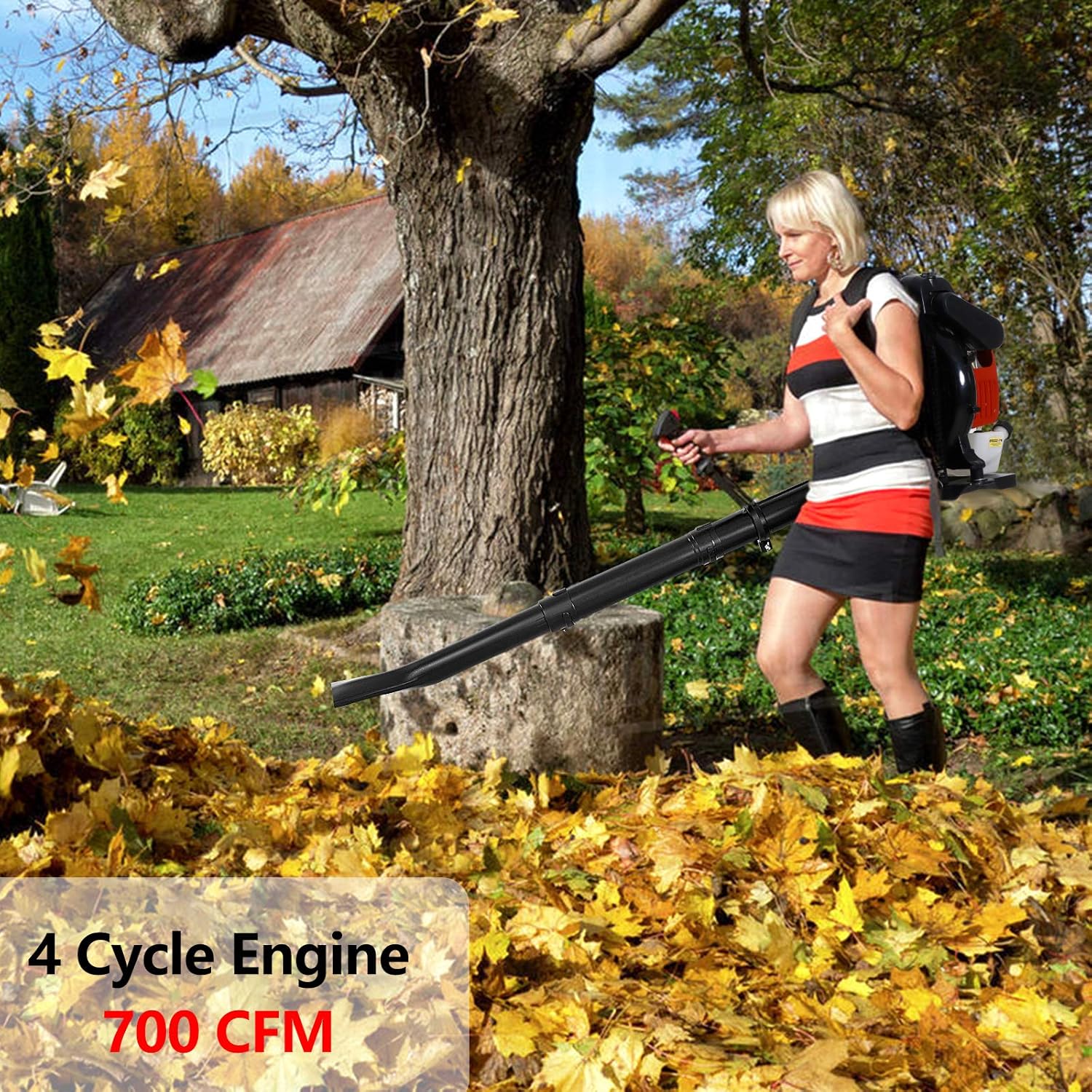 best gas leaf blowers under $450 - PX-Trunk Gas Leaf Blower Gas Powered Blower 76cc 4 Cycle Engine Backpack Blower Powerful 700 CFM Commercial Blower for Lawn Garden Blowing Leaves Snow Debris and Dust