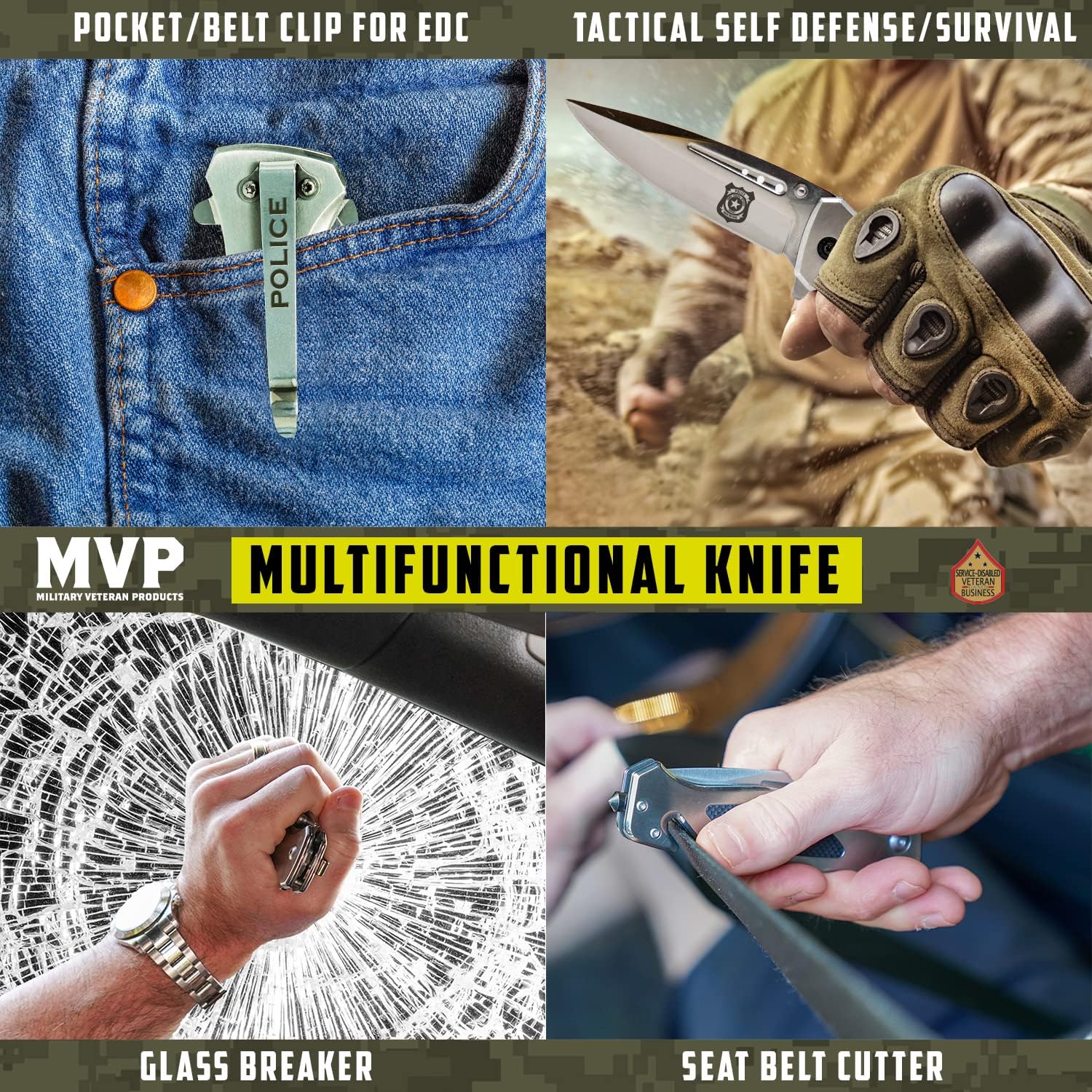 Police Folding Elite Tactical Knife - Great Gift for the First Responder in your Life - (Police) Tactical Knife - Silver
