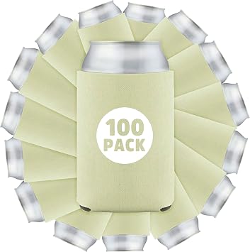 USMG 100 Pcs Bulk Blank Collapsible Can Coolers - Perfect for Sublimation Printing, HTV, Screen Printing or DIY Crafts - 12oz Polyurethane Foam Beverage Insulator Camel