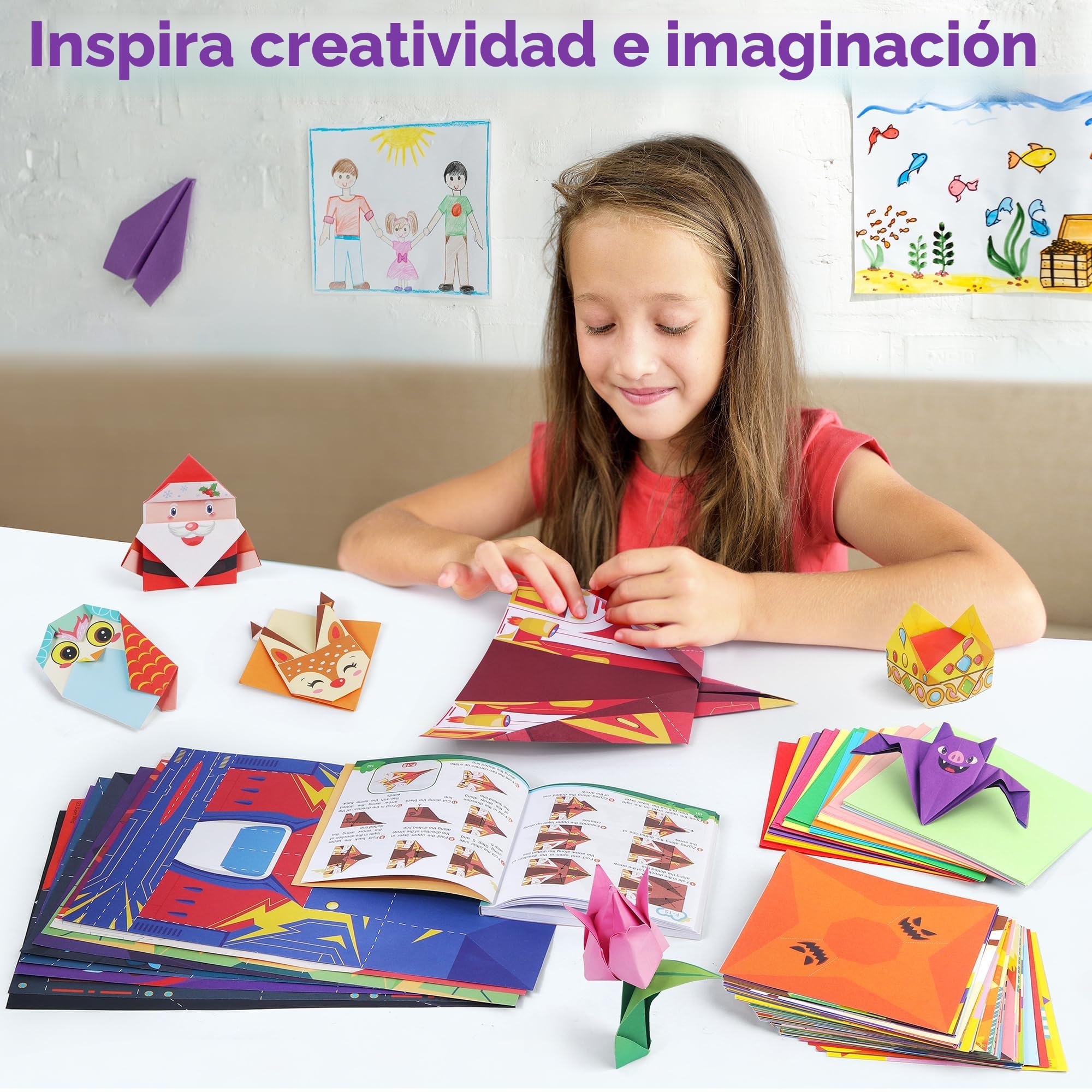 Mocoosy Kit de origami de 320 hojas para niños de 5 a 8 años, 9 a 12 años, kit de avión de papel, juego de papel plegable de color con libro de origami, arte y manualidades para niños y niñas, juego