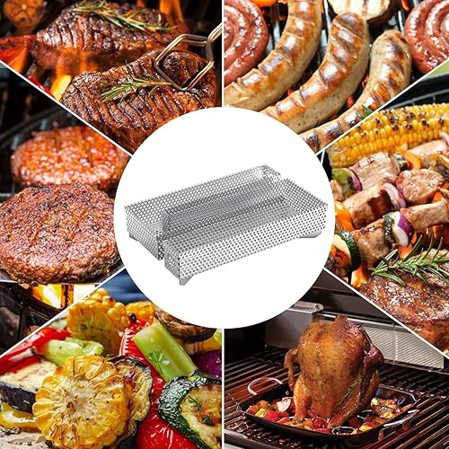 Miniatura 6 de only fire Bandeja de ahumador de laberinto de pellets de 12 horas, caja de ahumador para carne caliente y fría, ahumar queso, se adapta a cualquier