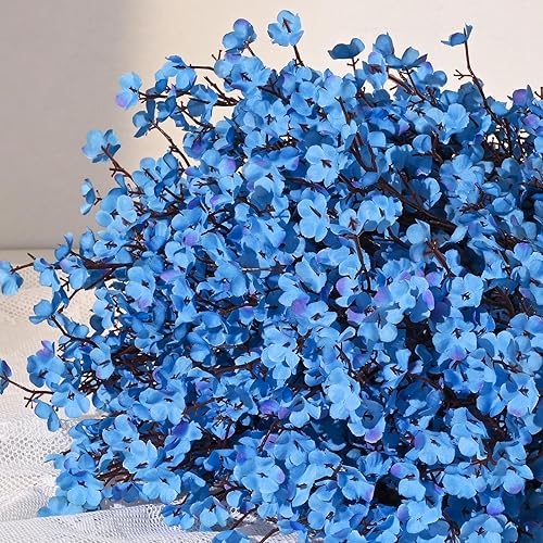 Miniatura 4 de Dolicer 16 flores artificiales de aliento de bebé, flores de seda sintética de 19.7 pulgadas, ramos de gypsophila falsos de tacto real para el