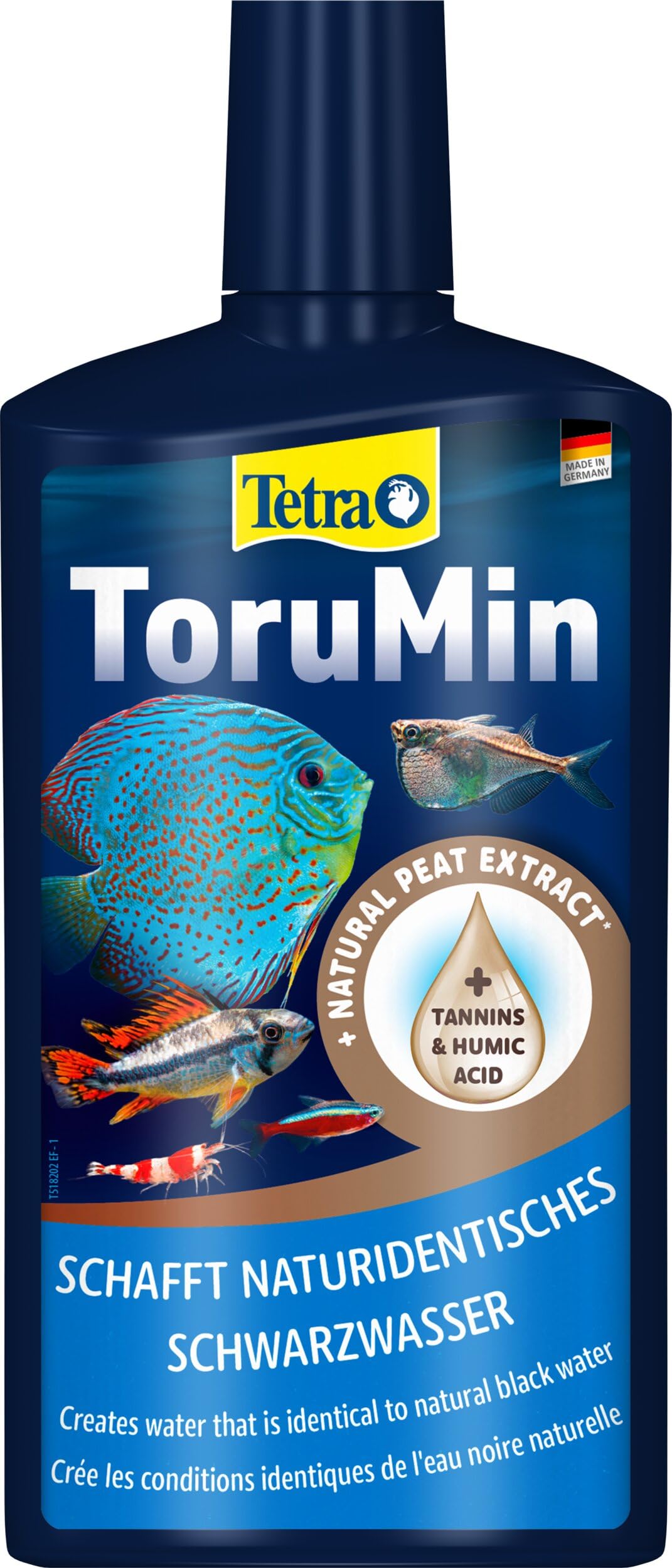 Tetra ToruMin für naturidentisches Schwarzwasser - fügt natürliche Torfextrakte hinzu, geeignet für Süßwasser-Aquarien, 500 ml Flasche