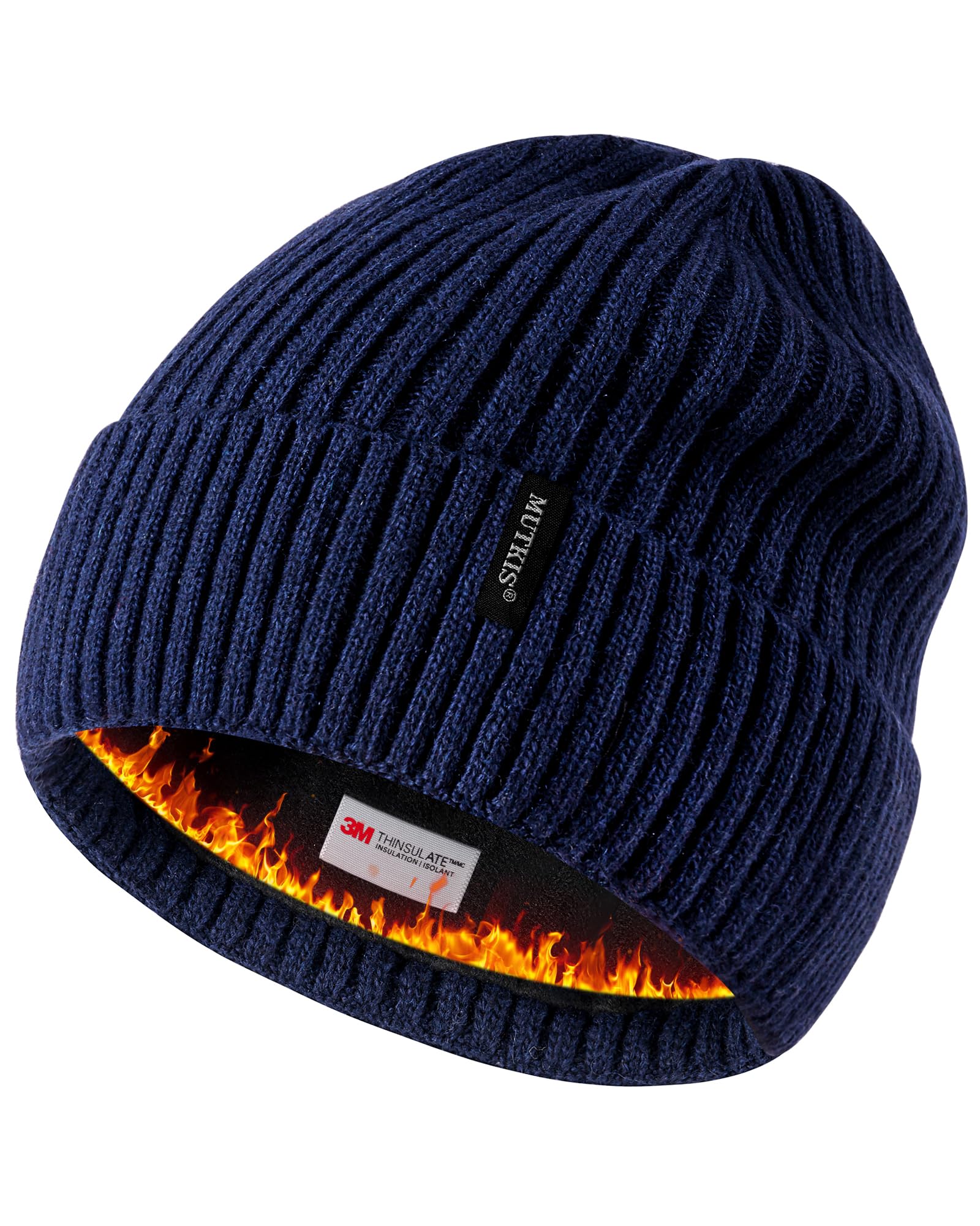 Gorro de punto para hombre, 30 % lana merino, sombreros de invierno para mujer, forro grueso y cálido, gorro para mujer, gorro de calavera para clima frío