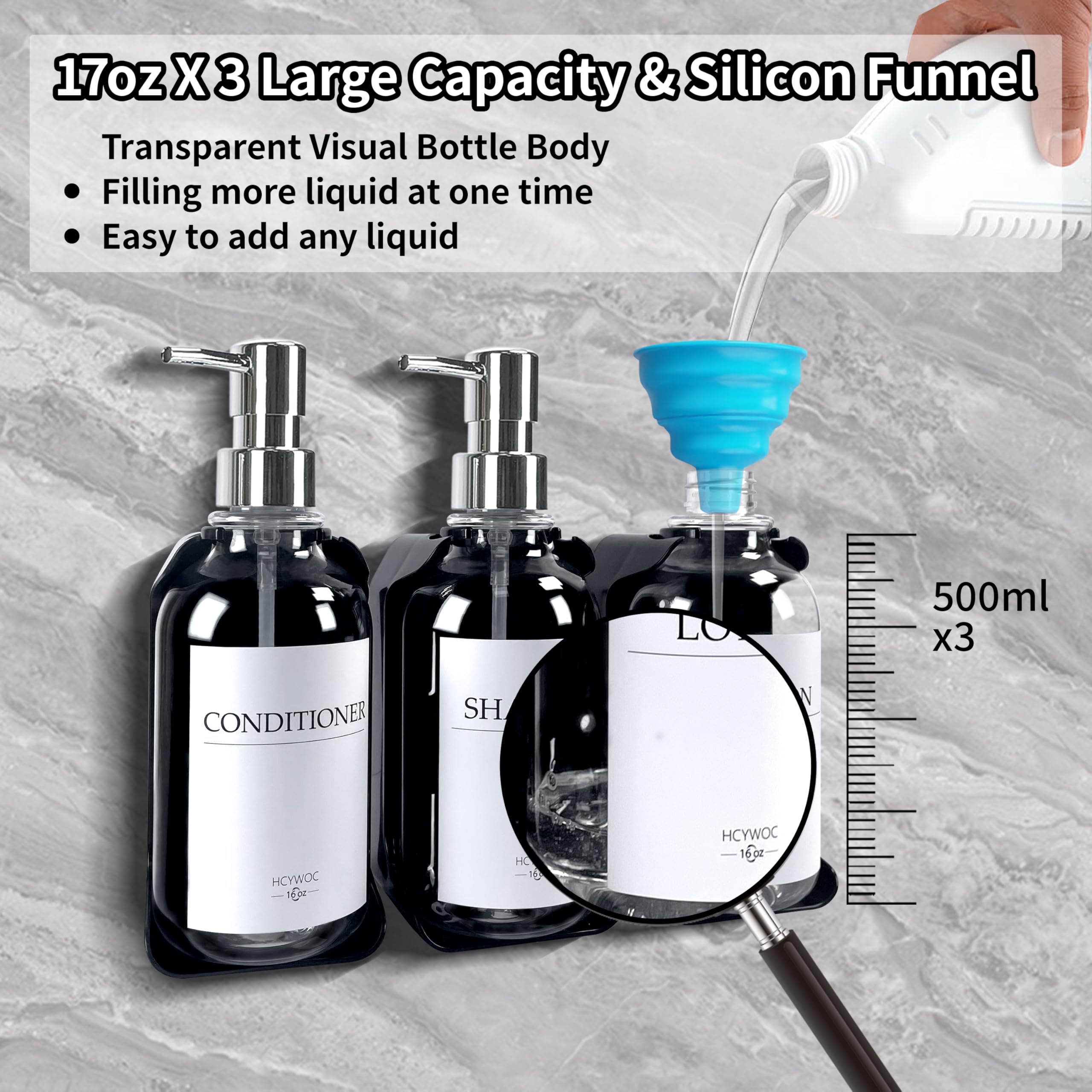 HCYWOC Shampoo and Conditioner Dispenser, Shower Soap Dispenser