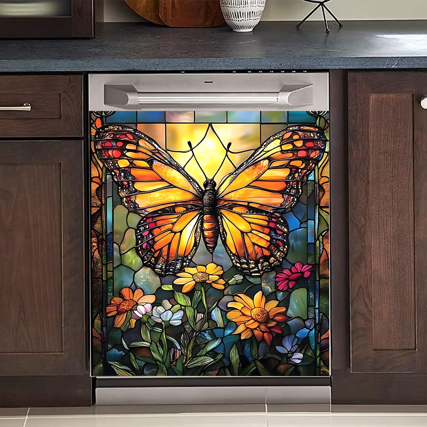 BVBOX Dishwasher Magnet Cover 23"x26", Reusable Magnetic Refrigerator Covers, Decorative Magnets Cover Fridge Door Skin Panel Stickers for Home Kitchen Appliance