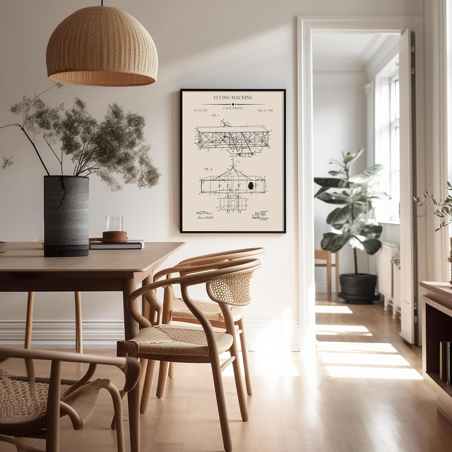 Poster Master Vintage Wright Brothers Blueprint Poster - Flying Machine Patent Print - Aircraft Art - Aviation Design - Airplane Print - Great Office or Living Room Decor - 8x10 UNFRAMED
