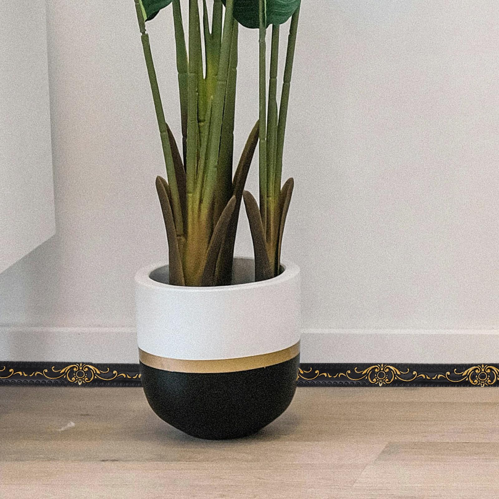 Moldura de Esquina de Pared Autoadhesiva de Pvc Negro