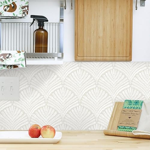 Miniatura 3 de Ismoon Papel tapiz moderno para despegar y pegar, papel tapiz geométrico extraíble, papel tapiz bohemio gris, papel de contacto con hojas