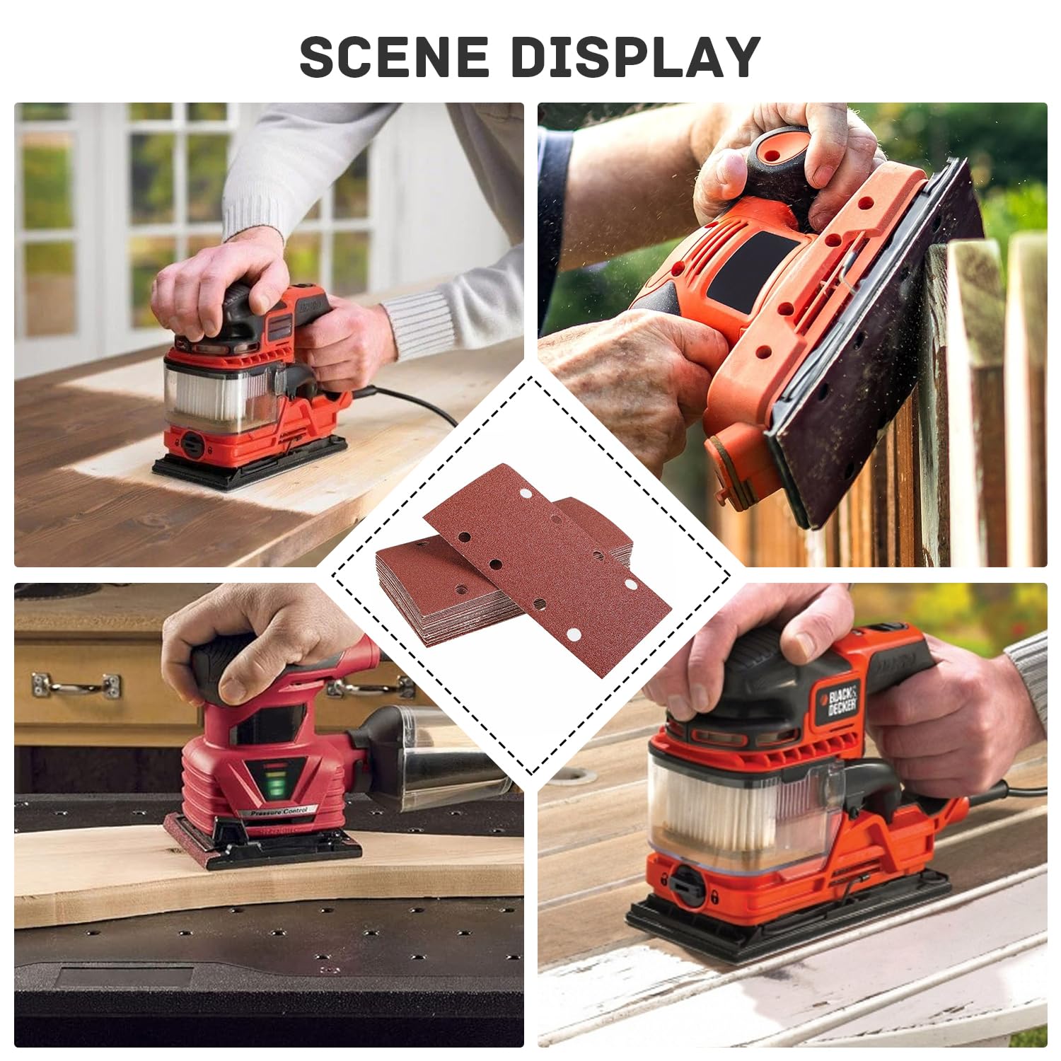 Lijadora Madera Bosch Pack De 40 Hojas De Lija Para Lijadora Orbital 93 X 185 Mm, 8 Agujeros, Papel De Lija Rectangular Con Grano 60/80/120/240 En U00d3xido De Aluminio, Ideal Para Lijas Para Lijadora