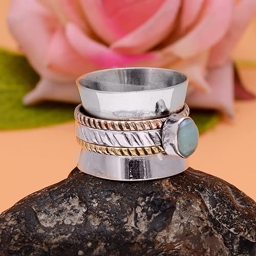 Miniatura 24 de Veracity Jewelry Sterling Silver Fidget Ring Spinner Ring Anxiety Relieving Rings For Unisex Meditation Thumb Worry Healing Birthday Promise Band