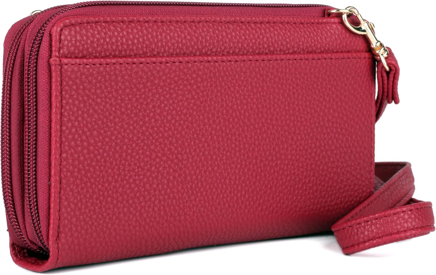 Julia Buxton RFID Blocking Wallet on a String for Women - Compact Crossbody Bag with Removable Wristlet Strap, 15 Card Slots & Multiple Zip Pockets, Red - Image 2