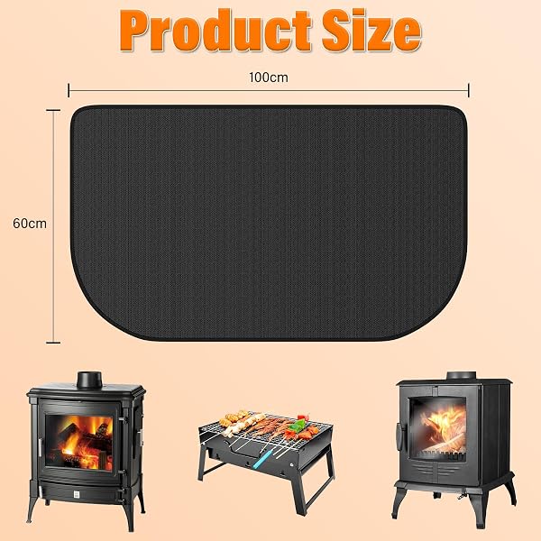 100 * 60cm Estera ignífuga para Chimenea, para chimeneas, Estufas chimeneas para Proteger el Suelo contra chispas - 2