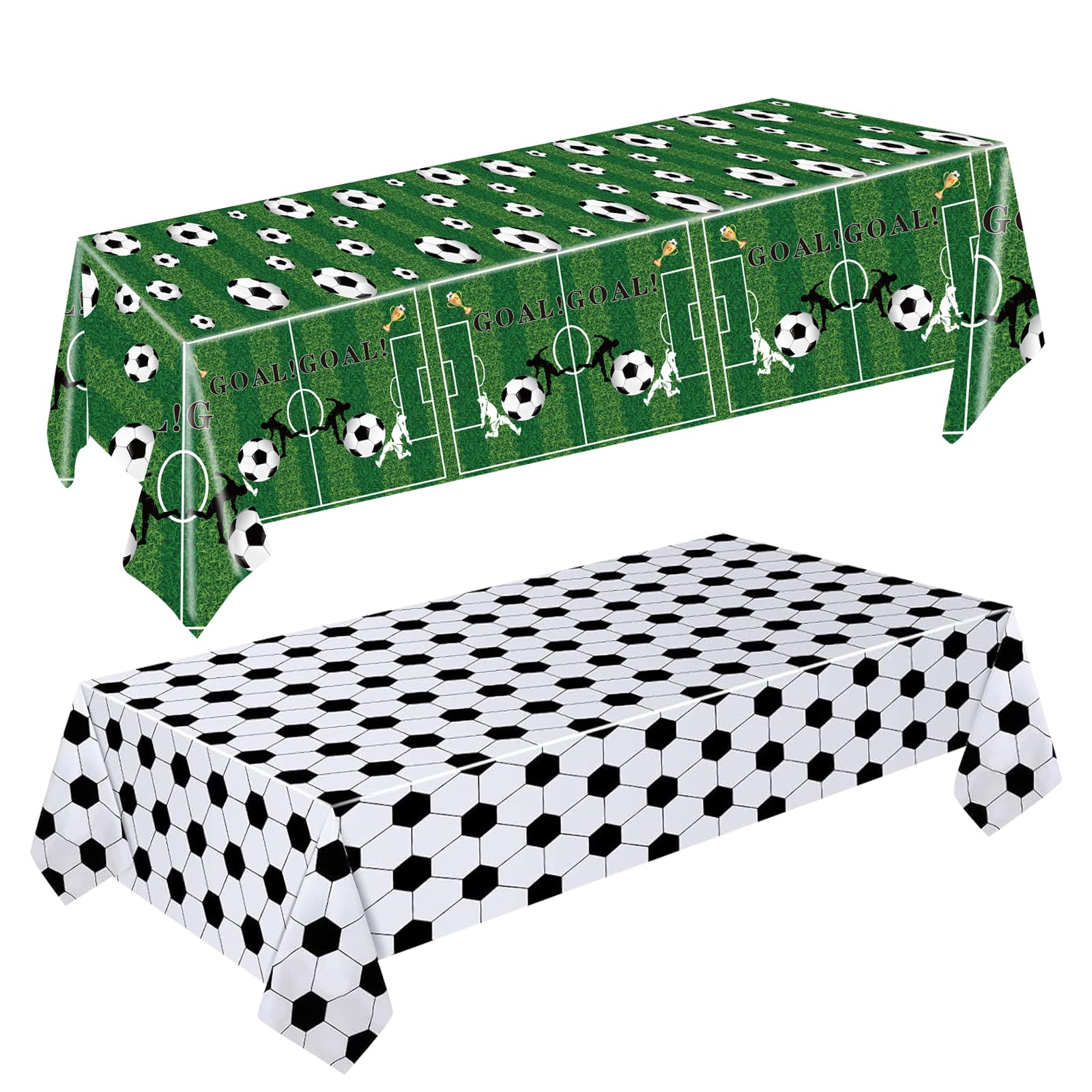 LDFDRT 2 Pcs Plastic Table Cloth Disposable 54"×108" Soccer Ball Tablecloths Party Decorations Rectangle Table Cover for Holiday Party Birthday