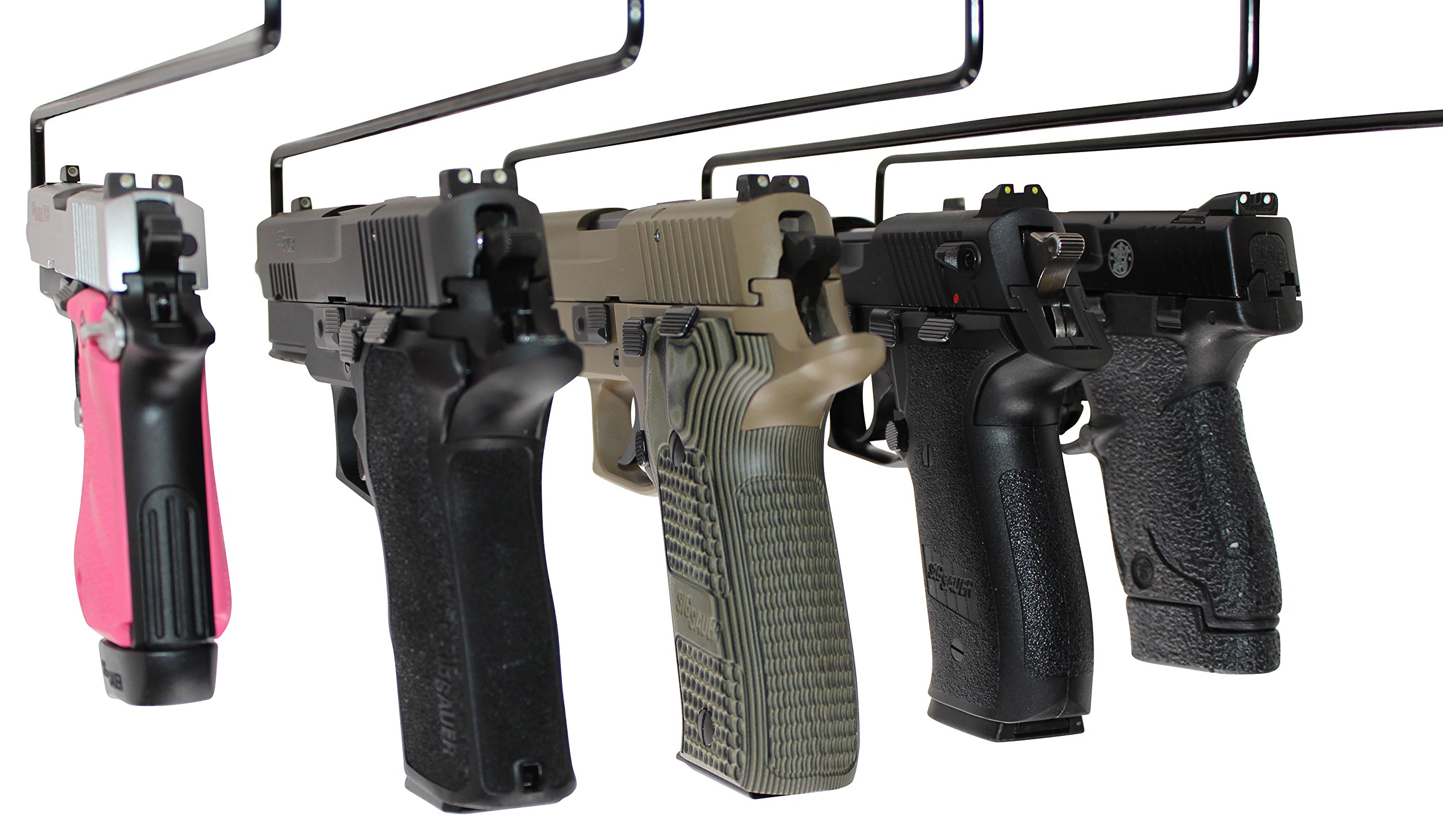 Gun Hangers Accessory 5 Pack by Top Shop Pros - Universal .22 Cal and Up - Handgun Hangers are Vinyl Coated - Save Space Easily Accessible with Firearm Safe Hangers - Quick Access - Easy to Use