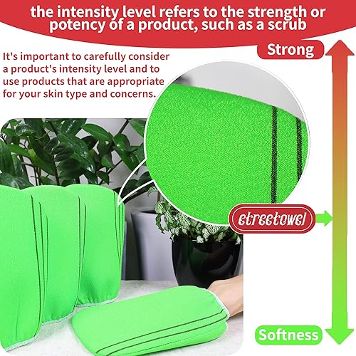 Miniatura 9 de Paños exfoliantes para el lavado de la espalda, 35.5 x 11 pulgadas, paquete de 3, color azul claro, elástico, duradero y suave para una limpieza