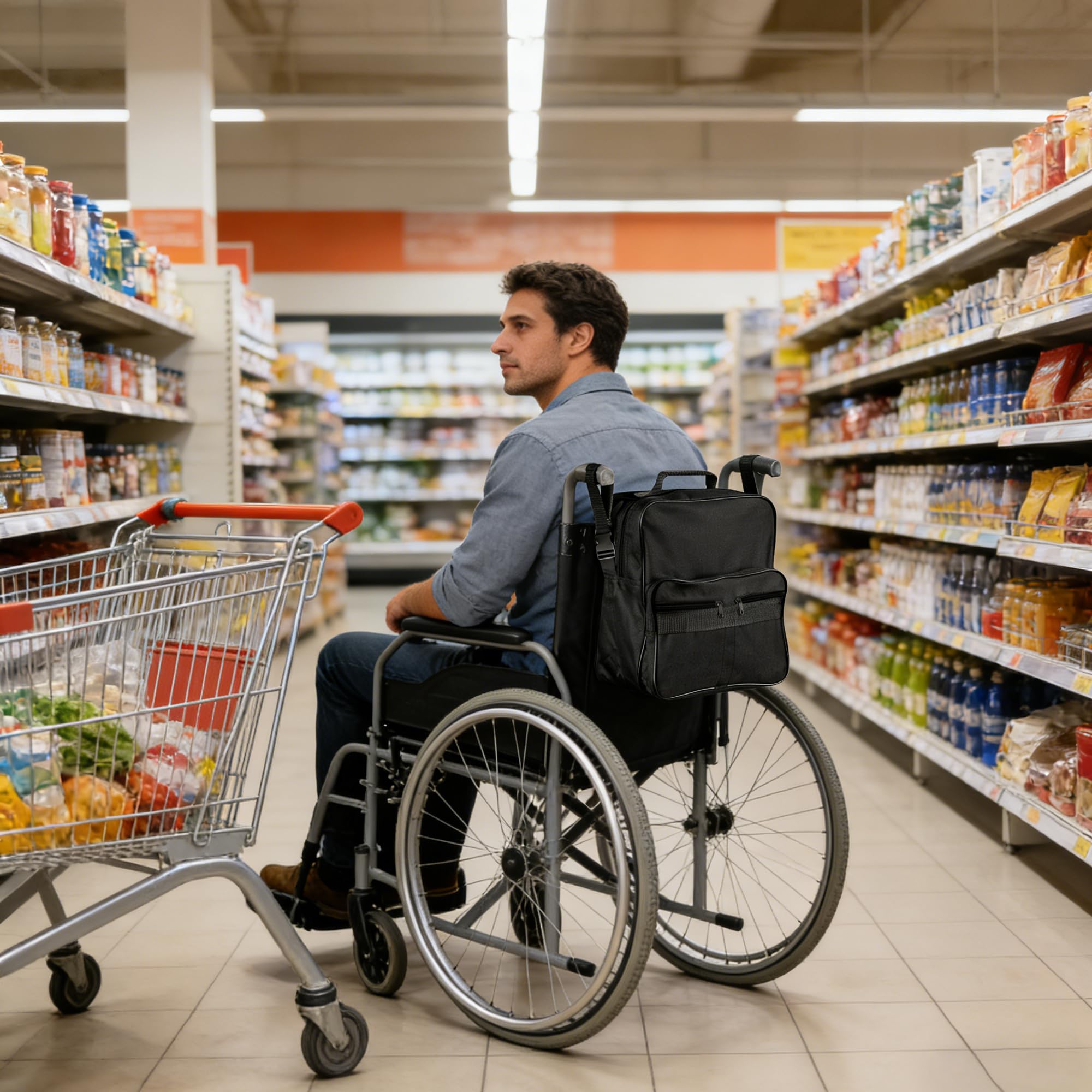 Torba na WóZek Inwalidzki, Plecak Na WóZek Inwalidzki Deluxe na Oparcie KrzesłA, Torba na Oparcie Siedzenia do Skuterów Inwalidzkich, Akcesoria do Przechowywania Wózków Inwalidzkich(Szary)