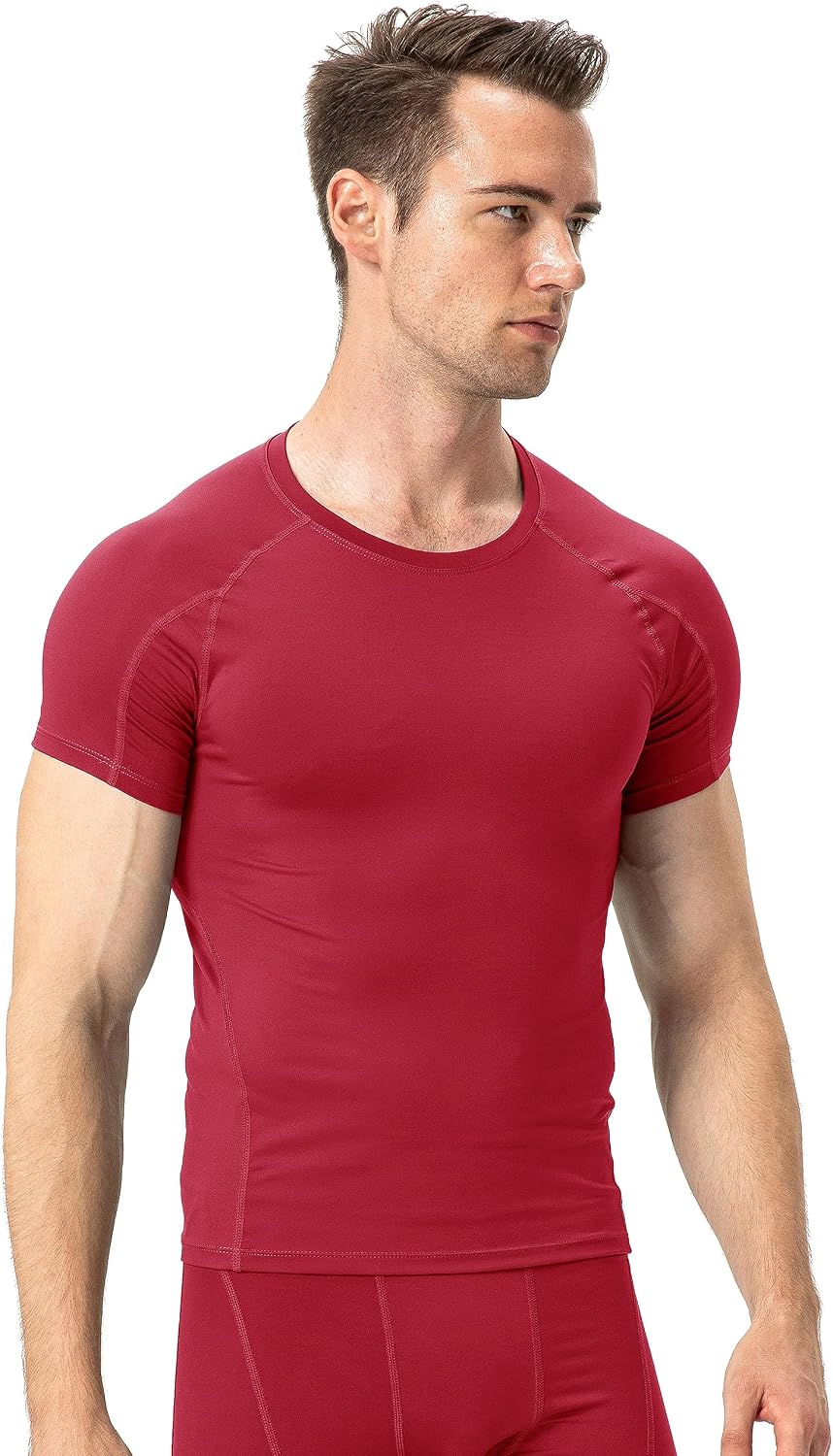 Men's Compression Shirts Short Sleeve Workout T Shirt Cool Dry Athletic Undershirts Gym Yoga Base Layers Running Tops