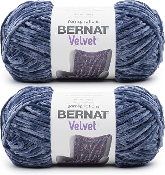 Bernat Velvet Soft Yarn for Crocheting, Indigo Velvet, 2-Pack