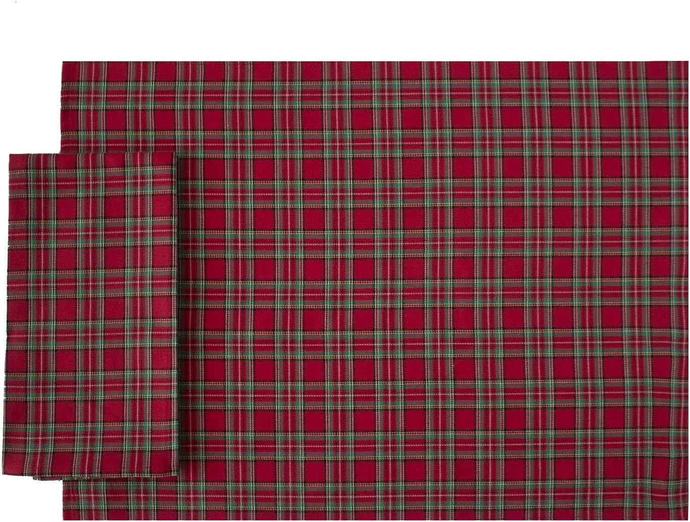 Huddleson Red Green Plaid Woven Cotton Placemat 15x20 (Set of Four) Christmas Check Made in US