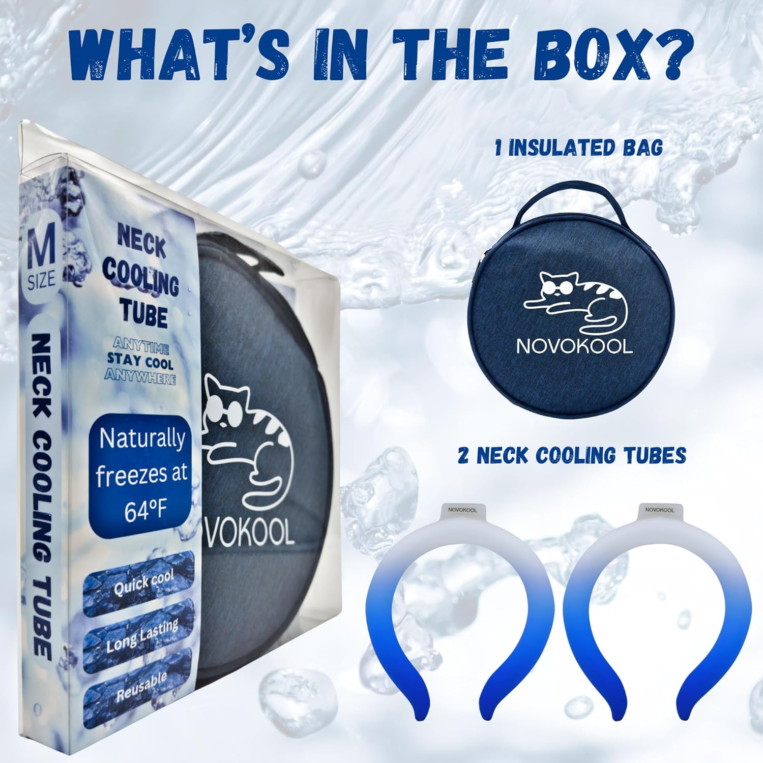 2 Pack Neck Cooling Tube with Insulated Bag - Reusable Ice Ring Neck Cooler Indoor Outdoor - Wearable Cooling Ring - Relief for Summer and Hot Flashes - Ice Ring Freezes Under 64℉(2 Blue Gradient)