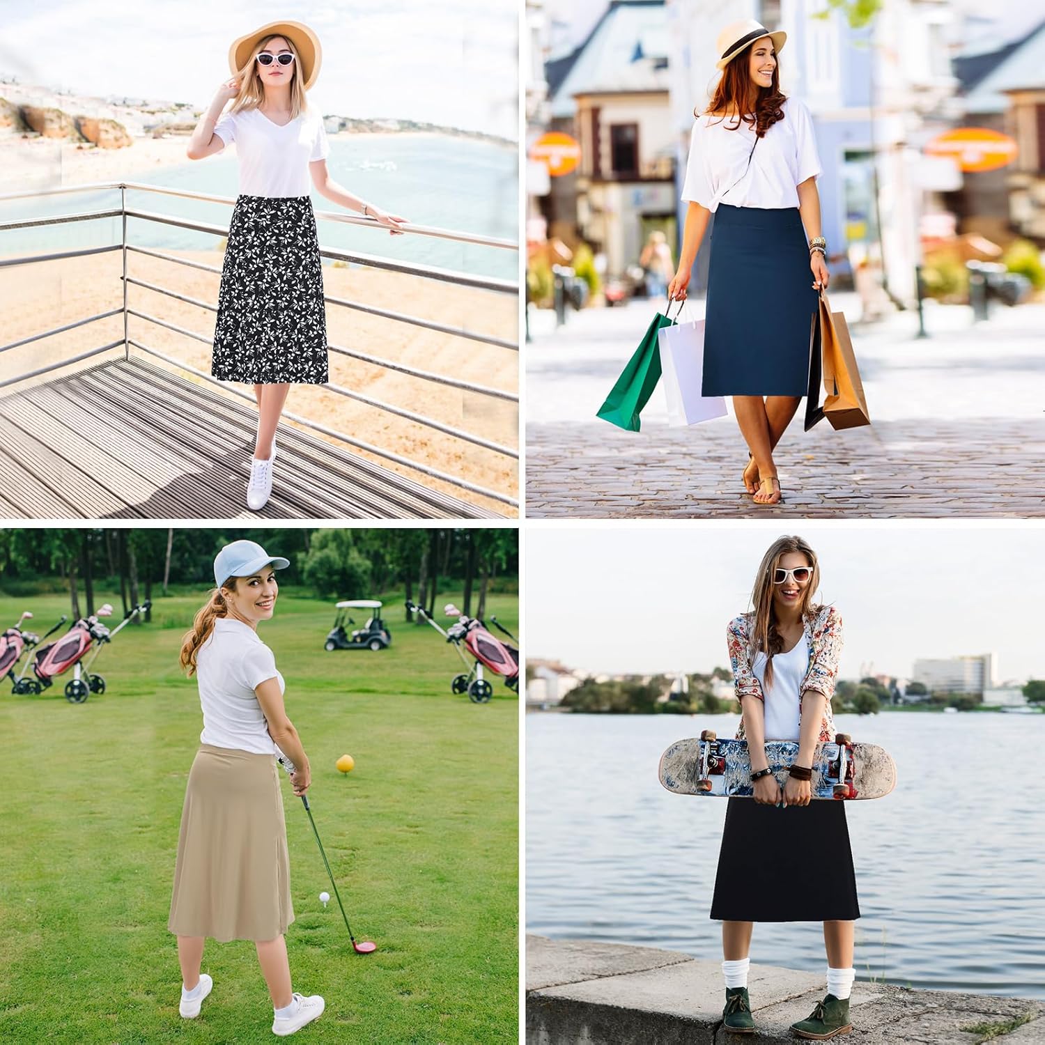 Turnhier Women's Midi Length Skorts Skirts with 2 Pockets Modest Long Skirts 28" Knee Length Athletic Skort - Image 7