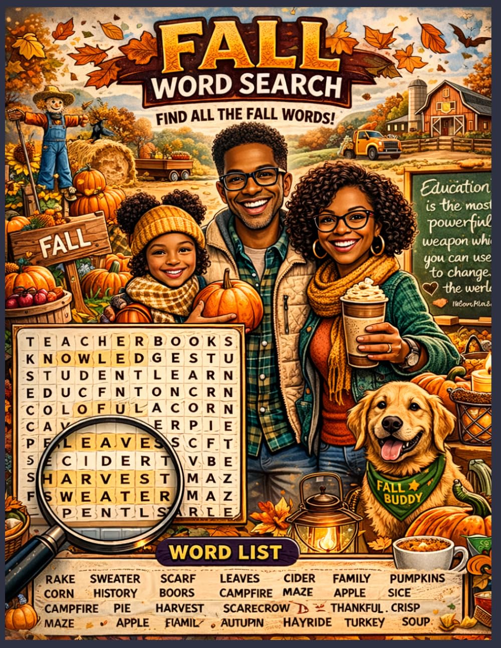Fall Word Search Puzzle Book for Adults: 100 Cozy Autumn-Themed Puzzles | Easy to Hard Difficulty | Pumpkin, Harvest, Halloween & Thanksgiving Words | Relaxing Brain Games