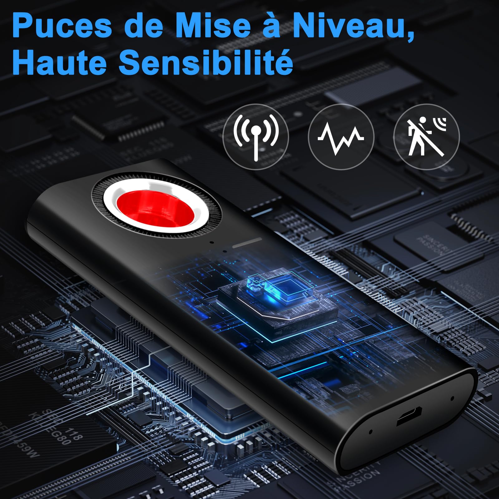 Détecteur de Caméra et Micro Espion - Détecteur de Bugs Caché à Distance pour Bureau, Hôtel, Maison