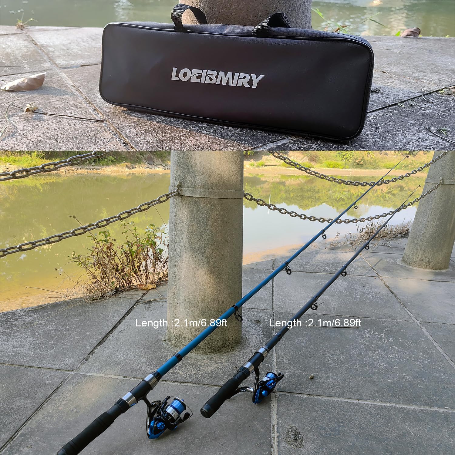 2 Pack 2.1m/6.89ft Telescopic Spinning Fishing Rod Reel Combos with Carrier Bag, Lures, Pliers for Saltwater Freshwater Fishing