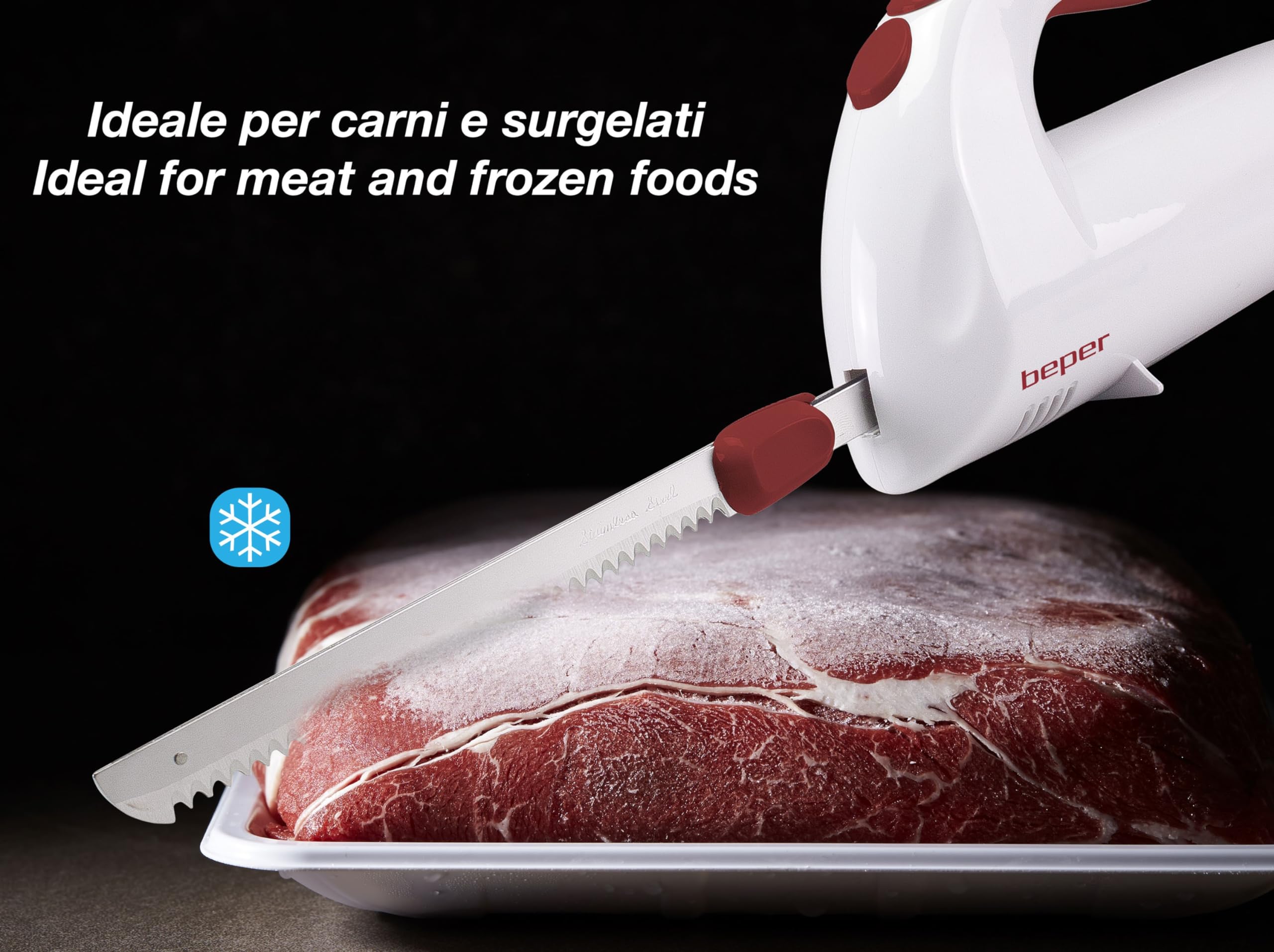 BEPER BP.790 Couteau de cuisine électrique, 150 Watt, ABS, Blanc/Rouge