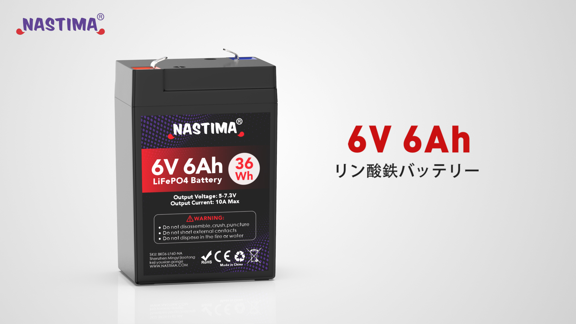 Amazon.co.jp: Nastima 6V 6Ah リン酸鉄リチウムイオンバッテリー 充電