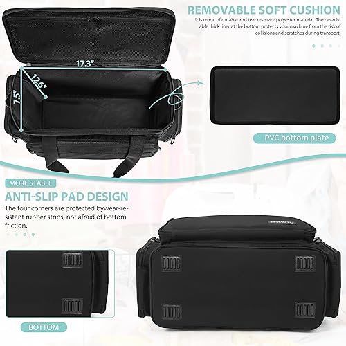 Miniatura 3 de Estuche de transporte para máquina de coser con múltiples bolsillos de almacenamiento para accesorios, bolsa de almacenamiento universal compatible