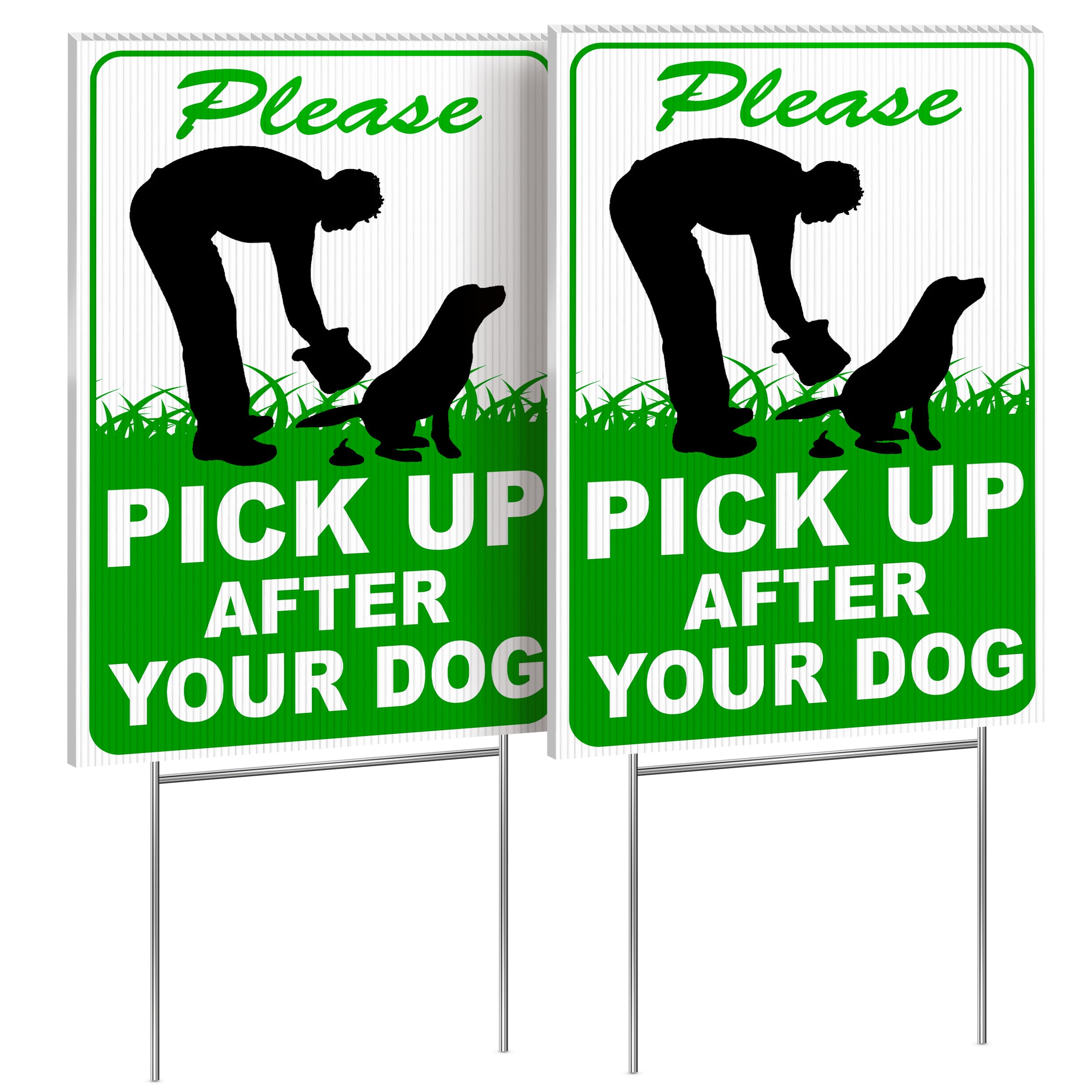 2-Pack Pick Up After Your Dog Sign, 8x12 DS Coroplast Please Clean Up After Your Pet Sign