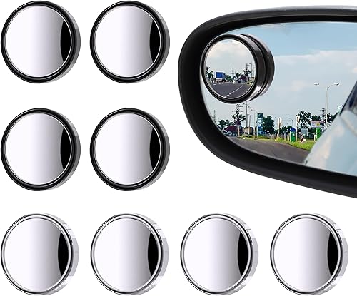 8 espejos de punto ciego para automóvil, espejo convexo redondo HD de 1.97 pulgadas, espejo de visión lateral gran angular de 360 con carcasa ABS