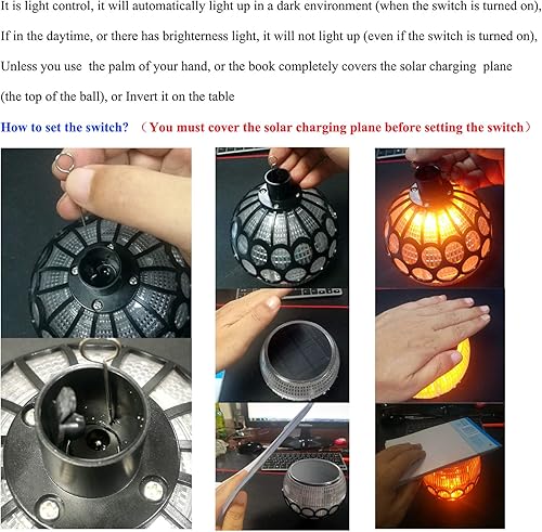 Miniatura 2 de Paquete de 2 luces solares, linternas de llamas parpadeantes impermeables para exteriores, focos solares para decoración de paisaje, iluminación del