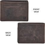 Real Leather Mens Bifold Wallet RFID Blocking Slim Minimalist Front Pocket - Thin & Stylish with ID Window (Coffee Crazy Horse)